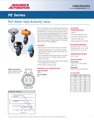 ASSURED FE CATALOG FE SERIES: PVC WAFER STYLE BUTTERFLY VALVES